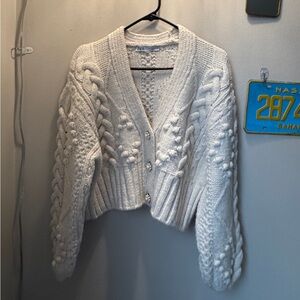 Zara Cream Cable Knit Cardigan